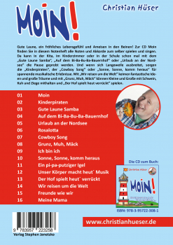Kinderbücher Ab 6 Jahre: Buch 'Moin! - Das Notenheft'  - Neue Kinderlieder voll im Takt und aus der Reihe getanzt - geschrieben von:  Christian Hüser,  Seitenzahl:  28, Einband: Paperback-Buch, Gewicht: 0,131 Kg
