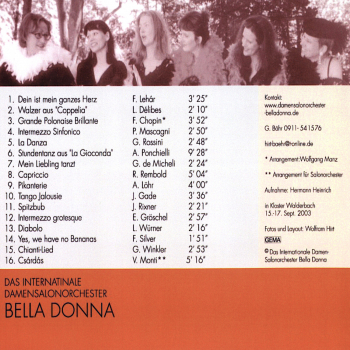 Kammermusik: CD 'Dein ist mein ganzes Herz'  - gespielt von: Bella Donna, Spielzeit: 57 Minuten, Einband: Jewelcase, Gewicht: 0,094 Kg