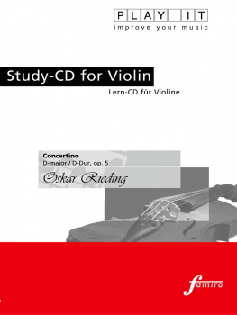 Play It - Study-Album Violin / Violine: CD 'Concertino op. 5, D-Dur'  -  Lern-CD für Violine mit Klavierbegleitung - Noten: Edition Butorac EB 021 R031-G - komponiert von: Oskar Rieding, Spielzeit: 39 Minuten, Einband: DVD-Box, Gewicht: 0,094 Kg