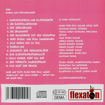 Kindermusik Ab 4 Jahre: CD 'Bonbon Joes Mitmach Konzert'  - gespielt von: Ferri, Spielzeit: 49 Minuten, Einband: Jewelcase, Gewicht: 0,094 Kg