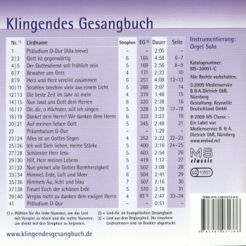 Klingendes Gesangbuch: CD 'Klingendes Gesangbuch 9 - Hoffnung und Vertrauen'  -  Intrumentierung: Orgel Solo - gespielt von: Bernd Dietrich, Spielzeit: 62 Minuten, Einband: Jewelcase, Gewicht: 0,113 Kg