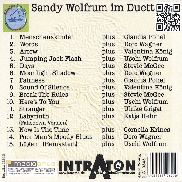 Singer-Songwriter: CD 'Sandy Plus…'  -  Sandy Wolfrum im Duett - gespielt von: Sandy Wolfrum, Spielzeit: 61 Minuten, Einband: Digipack, Gewicht: 0,051 Kg
