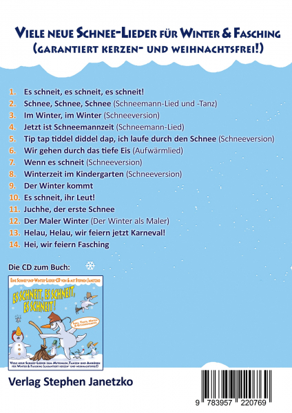 Kinderbücher Ab 3 Jahre: Buch 'Es schneit, es schneit, es schneit!'  - Ein Schnee-und-Winter-Lieder-Buch mit allen Texten, Noten und Gitarrengriffen zum Mitsingen und Mitspielen - geschrieben von:  Stephen Janetzko,  Seitenzahl:  48, Einband: Paperback-Bu