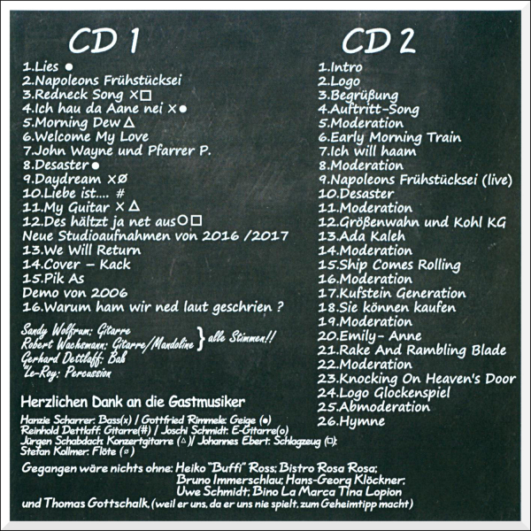 Singer-Songwriter: CD 'Des hältzt ja net aus!'  -  30th Anniversary Deluxe Edition Remastert - CD 1: Das Originalalbum von 1987 mit neuen Aufnahmen von 2016/2017 und CD 2: Radiosendung von 2016 mit Feelsaitig Portrait und vielen Feelsaitig-Songs - gespiel