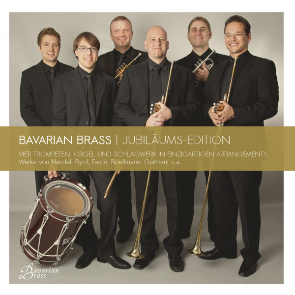 Orgelmusik: CD 'Jubiläums-Edition'  -  Vier Trompeten, Orgel und Schlagwerk in einzigartigen Arrangements - Werk von Händel, Byrd, Fauré, Boellmann, Guilmant, u.a. - gespielt von: Bavarian Brass, Spielzeit: 62 Minuten, Einband: Jewelcase, Gewicht: 0,092 K
